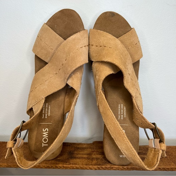 Toms Brown Suede Leather Block Heel Sandals Women’s 6 - Picture 5 of 10